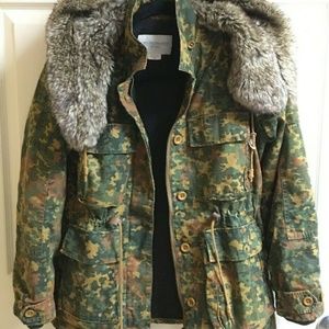 Obey Propaganda Fur Hooded Camouflage Coat  XS
